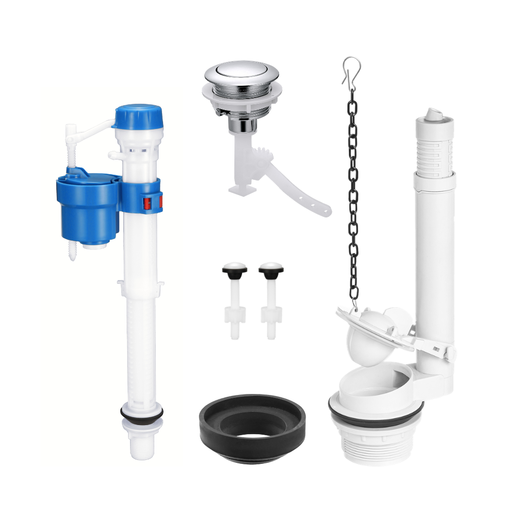 Kit de réparation de réservoir de toilette pour toilettes deux pièces, vanne de remplissage réglable et vanne de chasse d'eau simple de 2 pouces