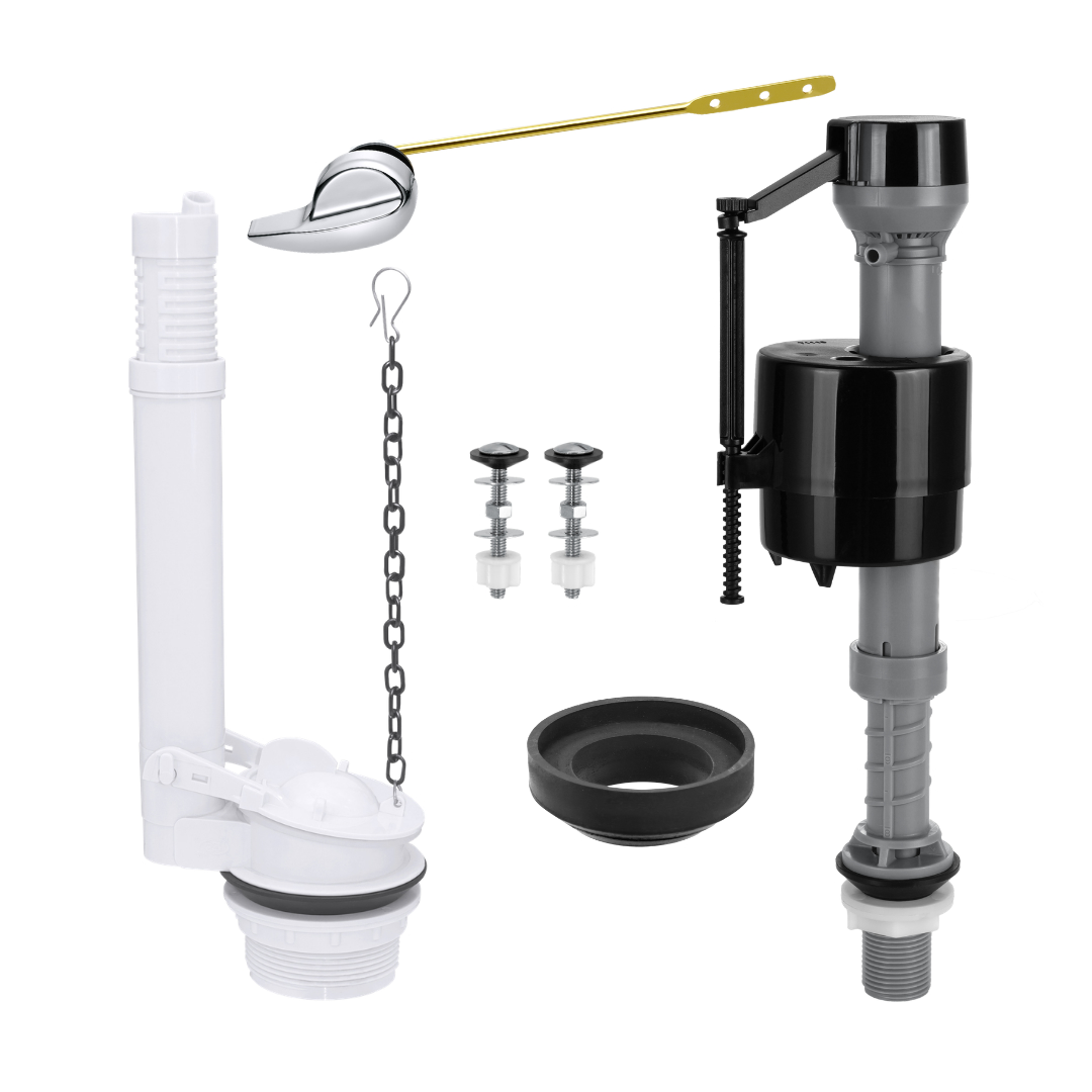 Universal Toilet Tank Repair Kit with 2 Inch Single Flush Valve and Adjustable Fill Valve