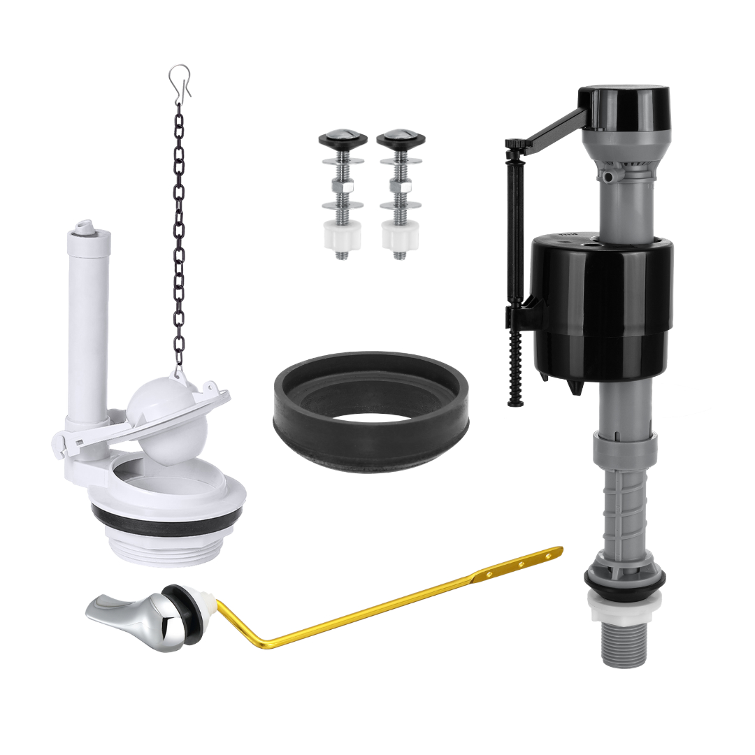 Kit de réparation de réservoir de toilette en deux parties de 7,6 cm (3 pouces) | Valve de remplissage réglable et levier latéral